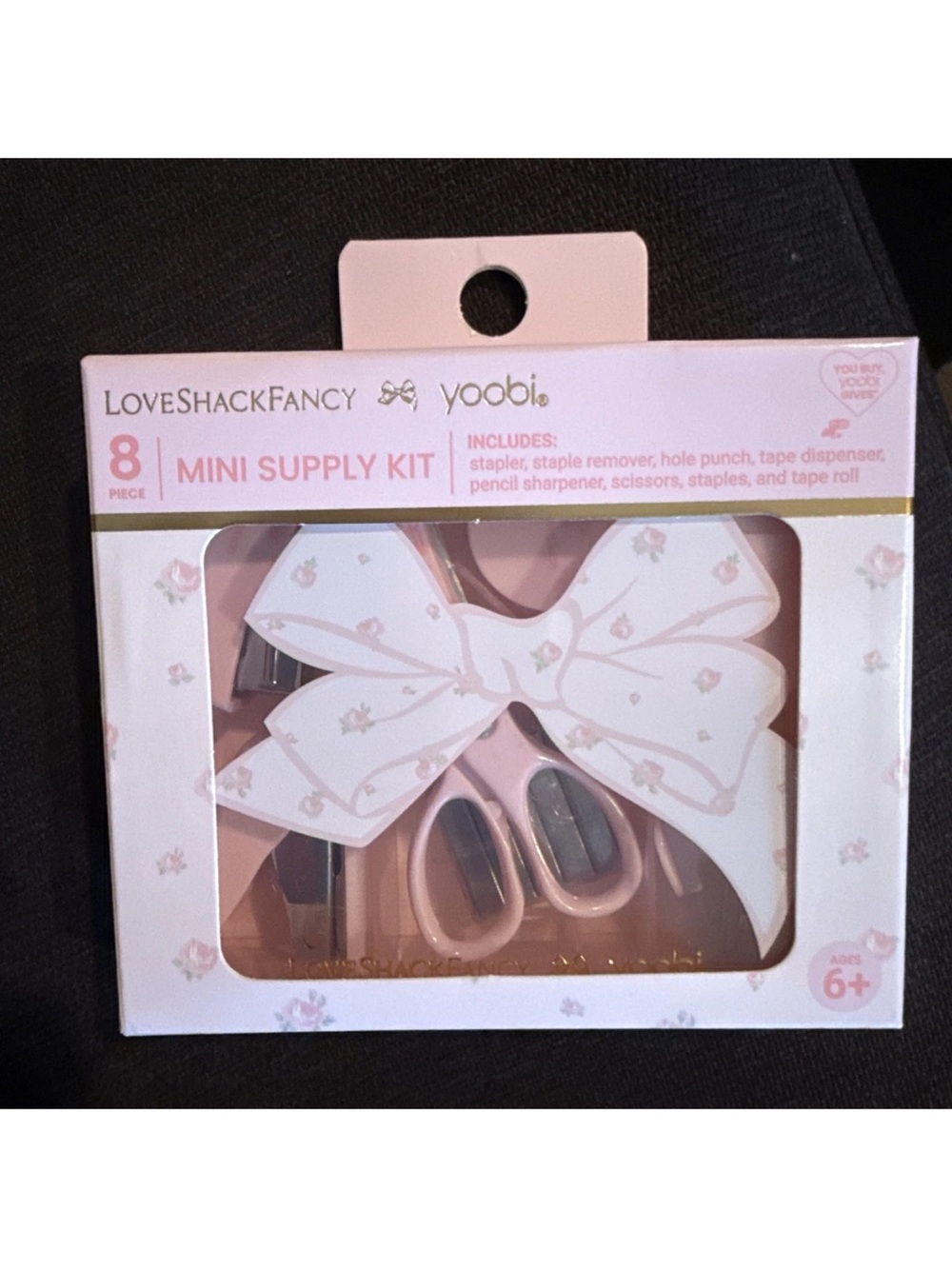 Yoobi x LoveShackFancy Pink Mini Supply Kit - 8 Piece Kids Accessories Set